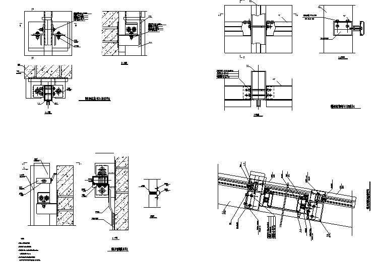 施工节点cad详图资料下载-明框玻璃幕墙节点大样施工详图CAD