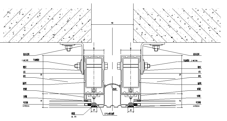 各类幕墙变形伸缩缝节点大样图cad