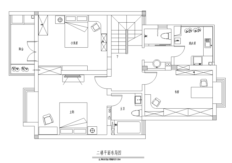 地中海风格2层整体家居装修施工图设计_3