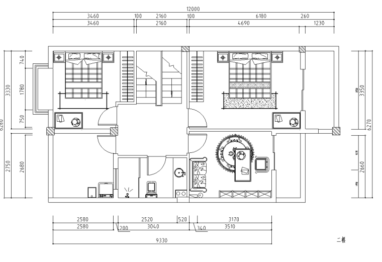地中海室内施工图一套资料下载-地中海风三层一居室住宅装修施工图设计