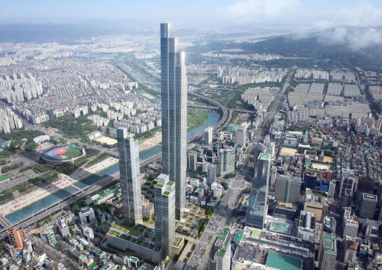 超高层办公建筑方案图纸资料下载-[韩国]现代风超高层-公司总部办公建筑方案