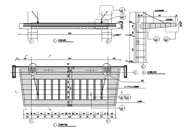 斜拉雨棚cad图纸资料下载-某大厦斜拉钢结构雨棚施工图CAD
