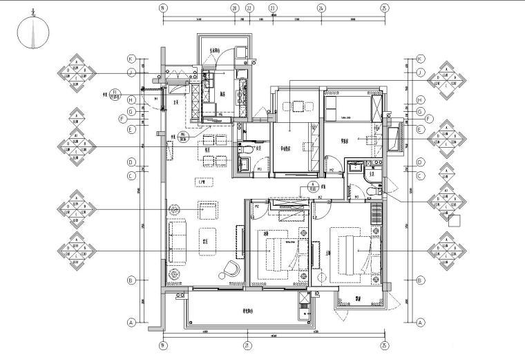 小户型公寓样板间效果图资料下载-[广西]现代风样板间户型-效果图+施工图2020