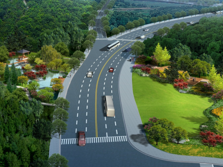 国道道路景观提升资料下载-[青岛]某生态园大道道路景观设计方案