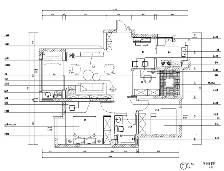 两室两厅住宅设计资料下载-北欧-两室两厅105㎡住宅装修施工图设计