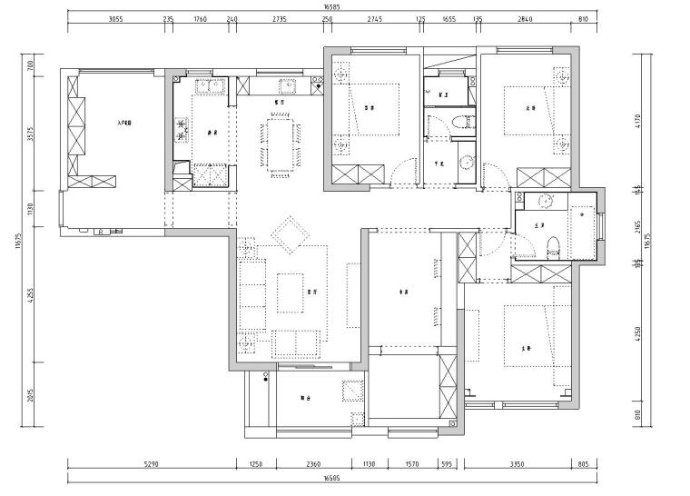 三室两厅两卫装修效果图资料下载-158㎡三室两厅2卫住宅装修施工图设计
