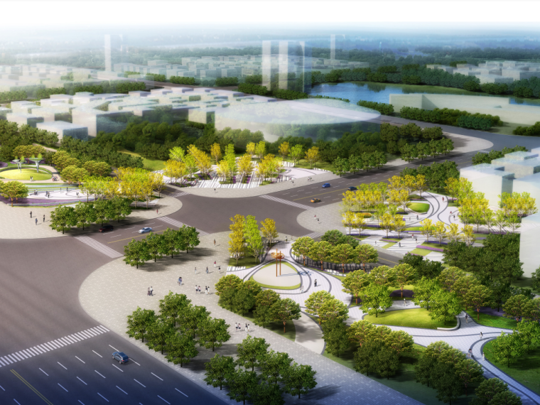 西咸新区道路绿化设计方案资料下载-某新区滨河绿化带及公共绿化景观设计方案