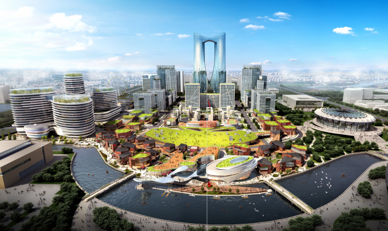 市民中心空间设计资料下载-[山东]生态-科技综合市民中心城市规划设计 