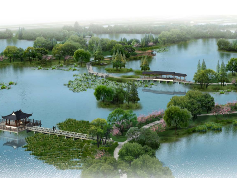湿地公园停车场施工方案资料下载-[苏州]现代林湖田园生态湿地公园设计方案