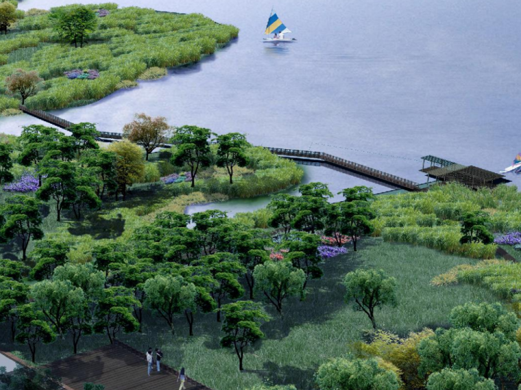 带状空间绿化设计资料下载-[江苏]滨湖带状湿地公园景观设计方案