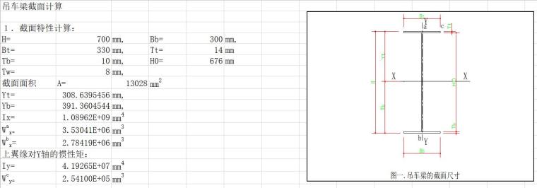 吊车梁安装工艺资料下载-吊车梁设计与计算表格Excel(8P)