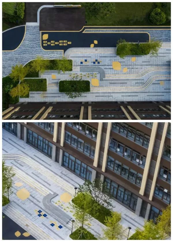 庭院位于第一栋教学楼前,主要为孩子们提供户外学习与玩耍探索的场所.