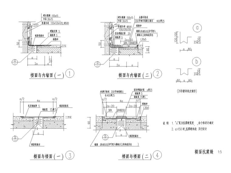 可卸及埋入式止水变形缝资料下载-[一键下载]变形缝节点详图大样图12类CAD