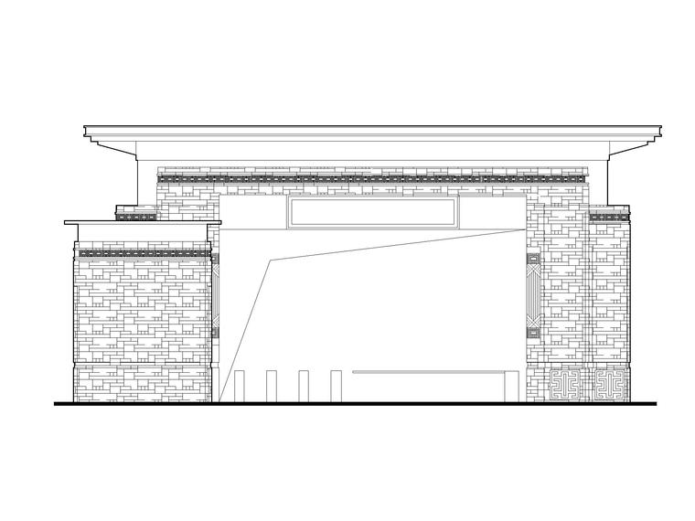 临建围挡大门cad图纸资料下载-[江苏]新中式大门+门卫施工图纸CAD2020