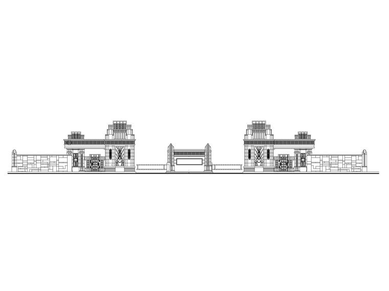 临建围挡大门cad图纸资料下载-[江苏]欧式大门+门卫施工图纸CAD2020