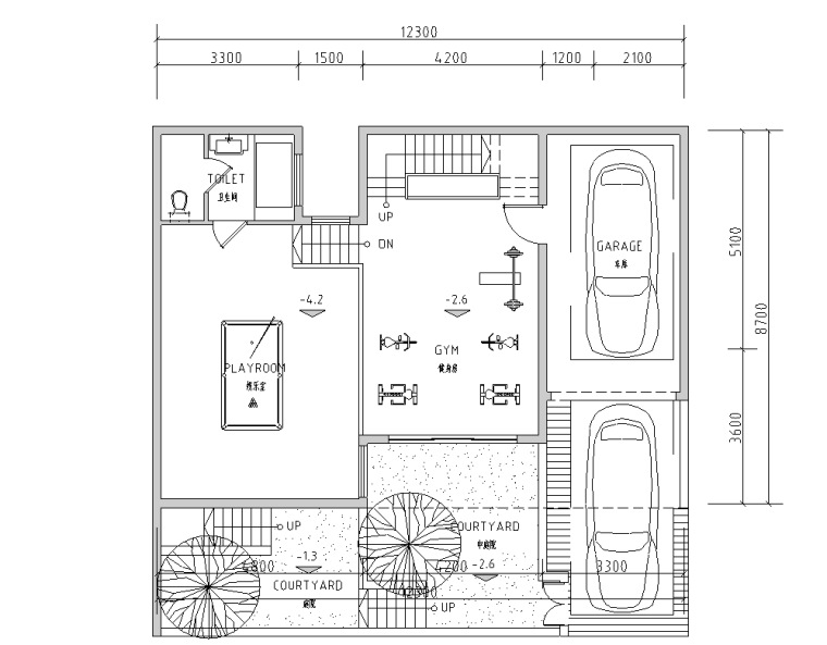 18层小三房户型设计资料下载-180㎡三层联排别墅户型设计