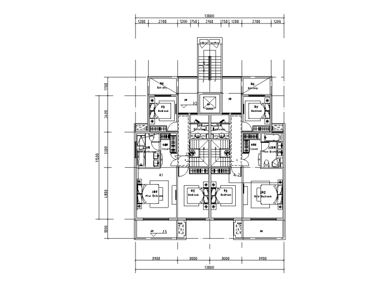 4层别墅图资料下载-35+110㎡4层叠加别墅户型图设计