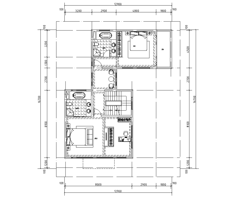 居住区户型图11层资料下载-250㎡三层户型图设计