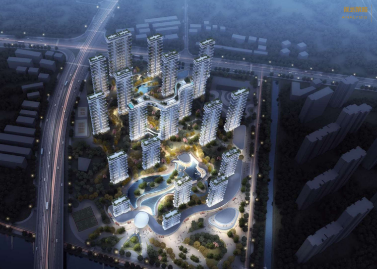 高层豪宅建筑资料下载-[江苏]滨河绿色花园高层-豪宅建筑规划设计
