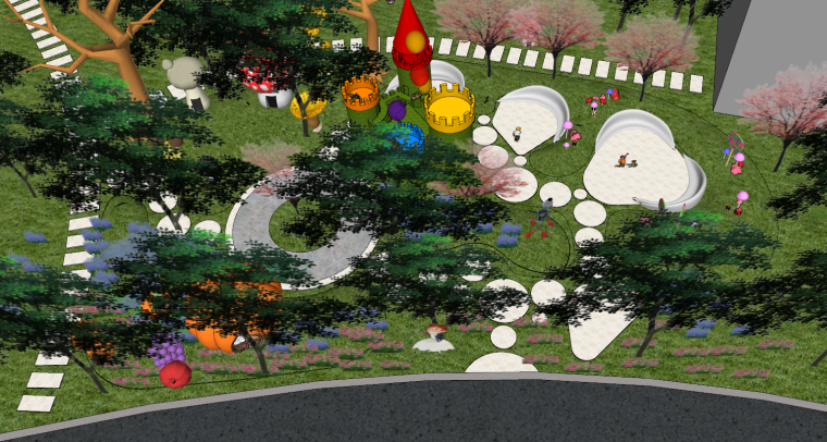 卡通元素儿童卧室资料下载-住宅儿童卡通乐园SU景观模型设计