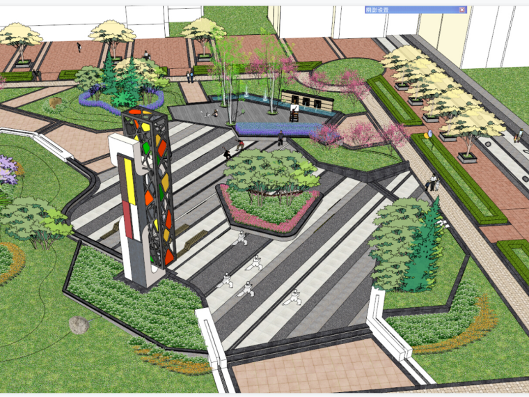 街角景观设计文本资料下载-城市街角公园景观设计SU模型