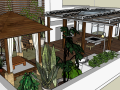 东南亚风格屋顶庭院景观SU模型设计