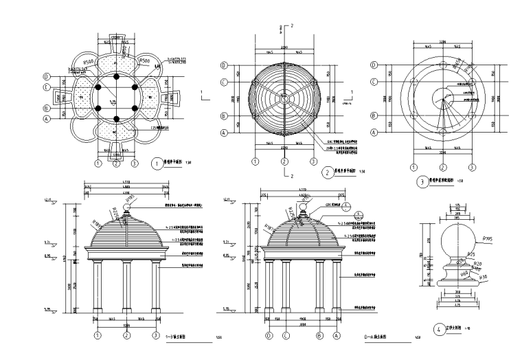 钢筋混泥土结构竣工资料下载-钢筋混泥土景观圆亭详图设计