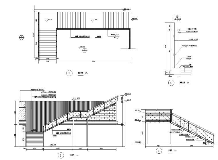 下沉广场商业模型资料下载-住宅商业区下沉广场钢楼梯节点详图设计