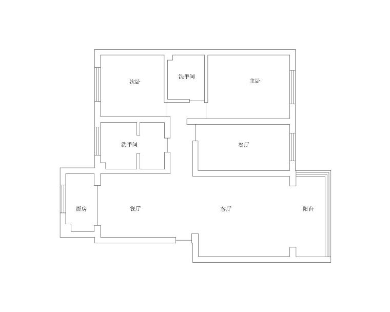 2居室小户型室内设计资料下载-[武汉]二居室小户型室内装修设计CAD施工图