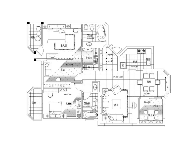 公寓精装设计概念方案资料下载-[浙江]二居室家装设计精装修施工方案图