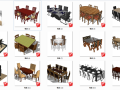 39套2016年室内单体餐桌SU模型设计
