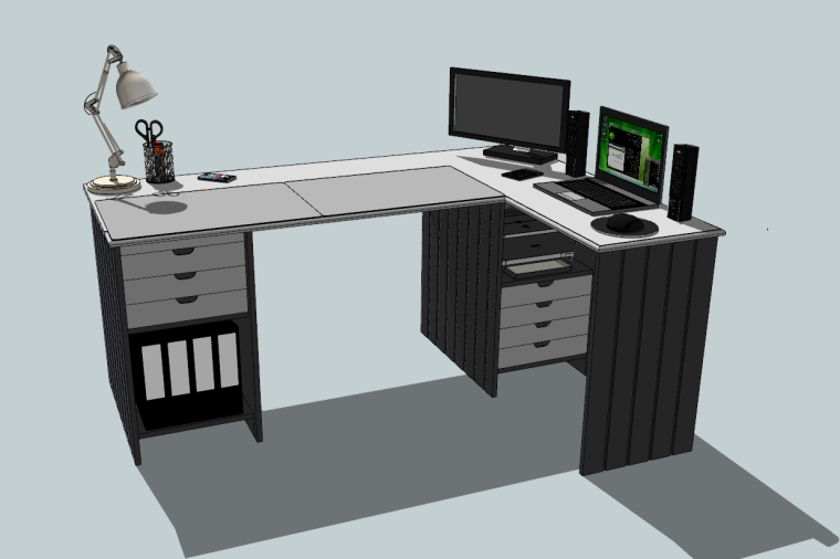 室内与人体工程学资料下载-11套2016年室内单体电脑桌SU模型设计