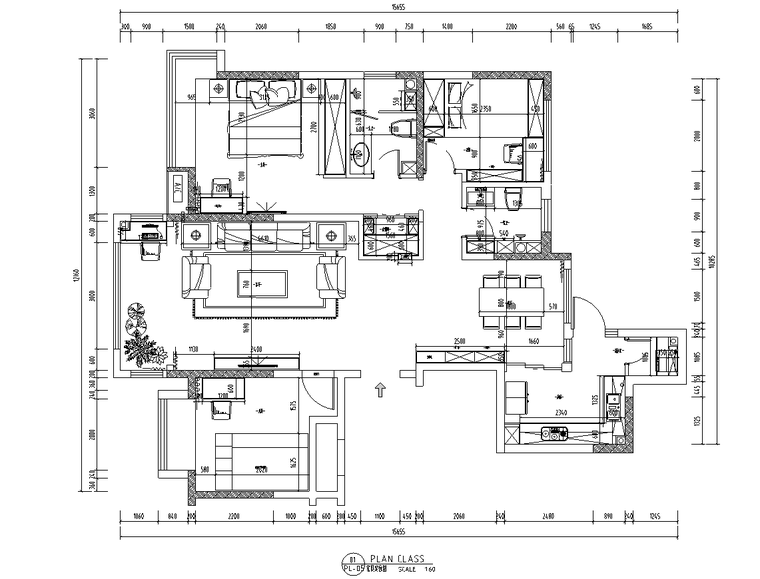现代风格私宅室内装饰施工图CAD+水电图2020_8