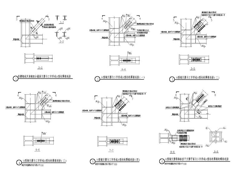 钢框架主梁施工图资料下载-[一键下载]300张钢框架节点构造详图CAD
