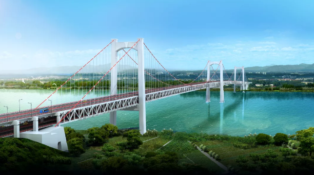 200m变截面连续梁资料下载-三塔双层钢桁梁悬索大桥总体设计及结构选型