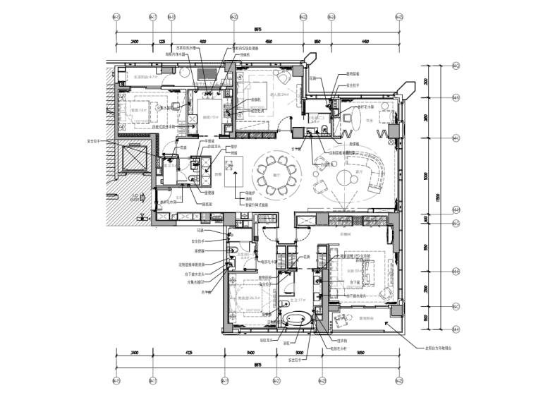 家装水电施工图例资料下载-[上海]283m²大平层样板间装修施工图+水电图