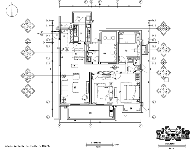 室内吊顶装修施工资料下载-广西现代住宅样板间室内装修施工图设计2020