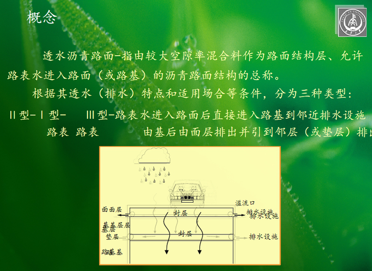 料作為路面結構層,允許路表水進入路面(或路基)的瀝青路面結構的總稱