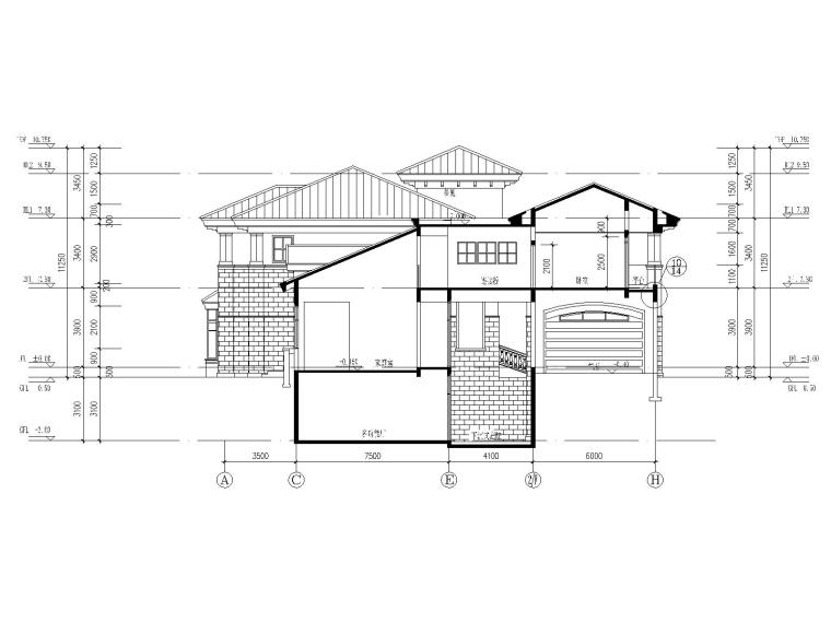 cad地下室建筑施工图资料下载-[无锡]2层带地下室别墅建筑施工图