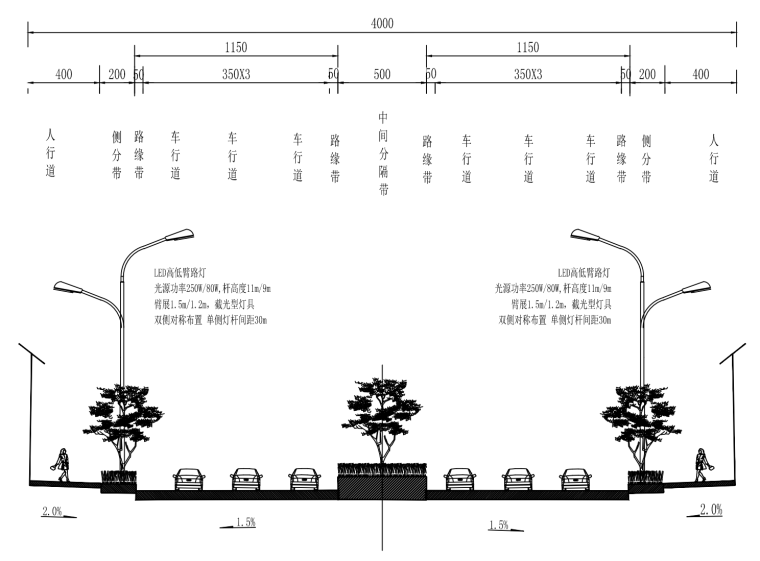 40m双向六车道资料下载-[贵州]主干路双向六车道照明施工设计(2020)