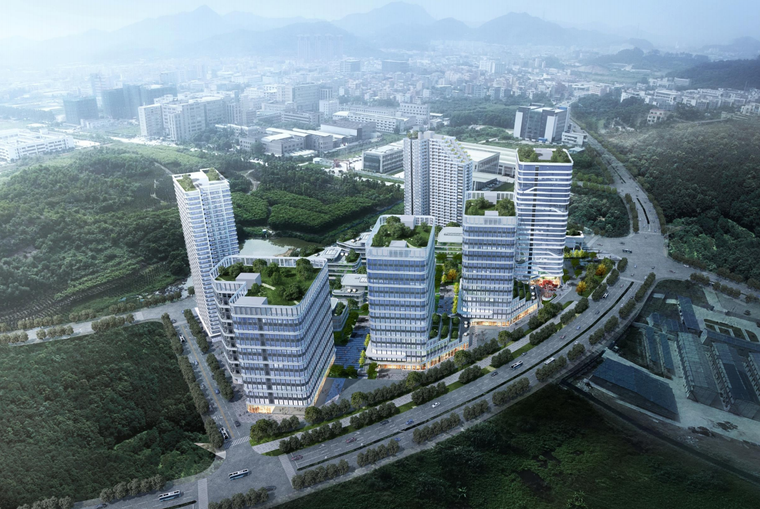 现代风产业园办公楼资料下载-[广东]现代风综合性办公总部产业园建筑方案