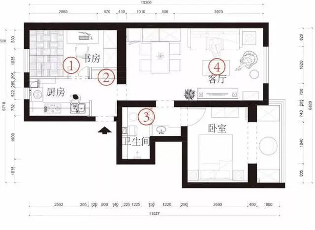 小户型两室室内装修资料下载-60平米的两室小户型，简洁舒适