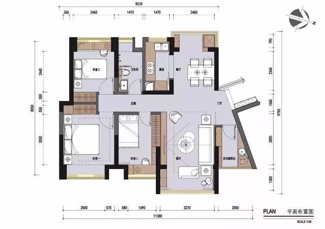 室内su厨房北欧资料下载-115㎡北欧风三居，这么明亮