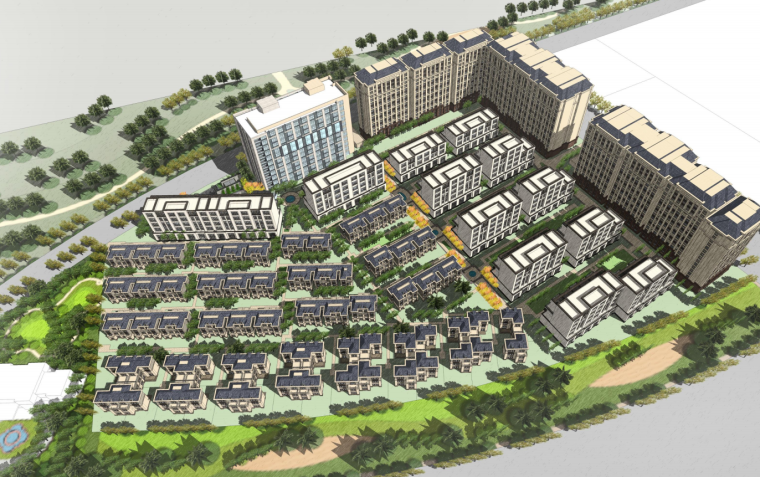 别联排墅资料下载-[北京]新中式风格联排商墅建筑概念规划设计
