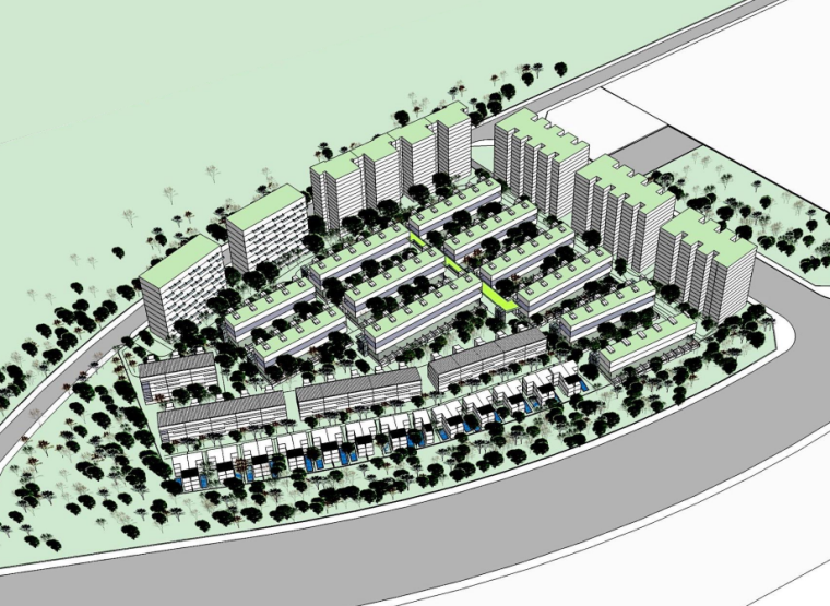 loft高层cad资料下载-[北京]联排商墅+叠拼+LOFT住宅建筑方案设计