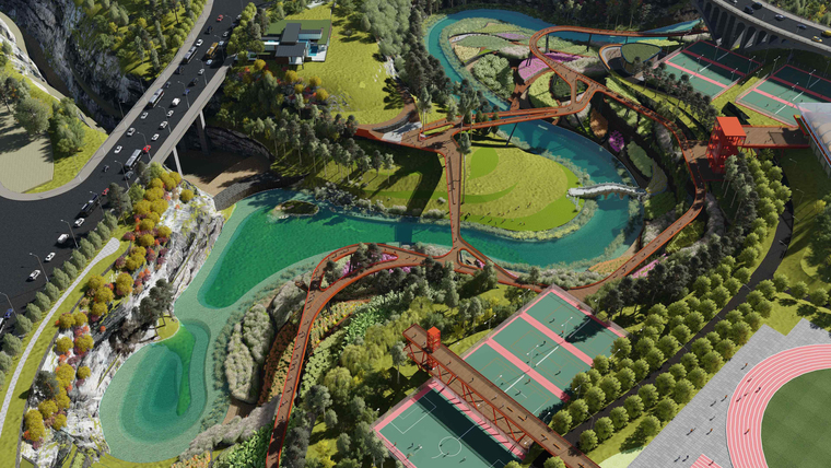 现代体育公园景观设计su模型