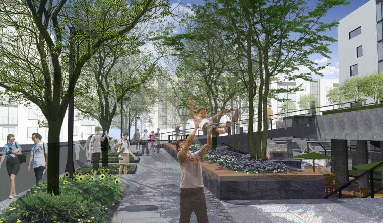 社区广场建模资料下载-社区改造下沉广场景观设计SU模型