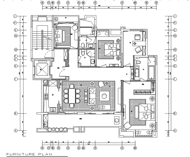 样板房装修工艺资料下载-中式风格三室两厅样板房装修施工图设计