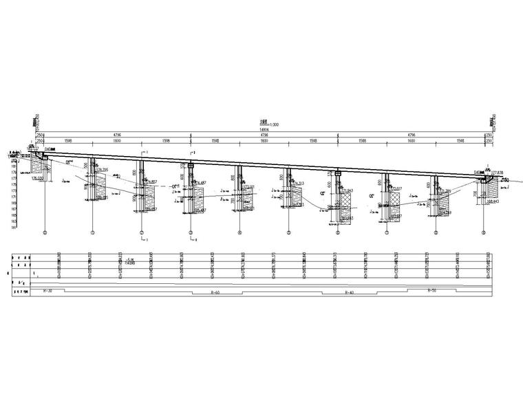 桥梁横坡:双向0.5%; 桥梁纵坡: 3号人行梯道:5.3%; 4号人行步道:9.