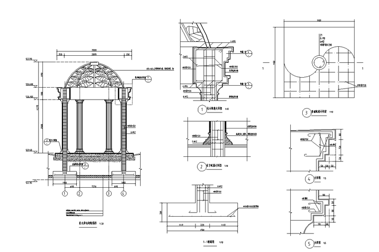 欧式风格钢筋混泥土 镀锌方钢亭子详图设计